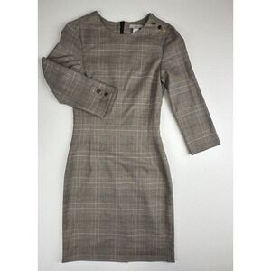 H&M Plaid Sheath Dress Multicolor Glen Check Layered Women's US 0